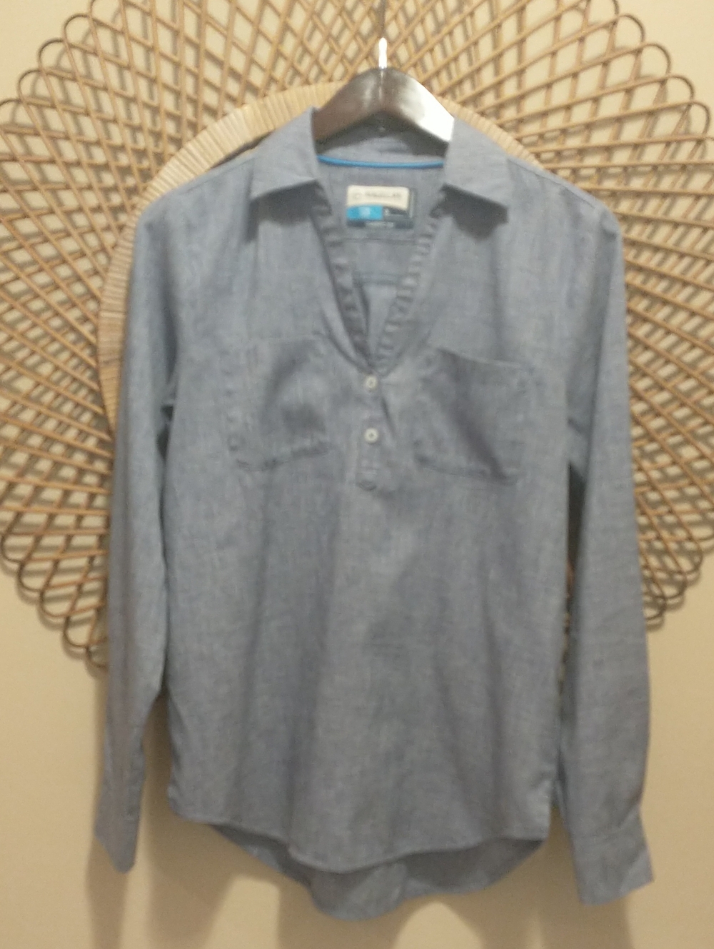 Magellan Fish Gear Shirt Womens Size S Heather Blue Classic Fit